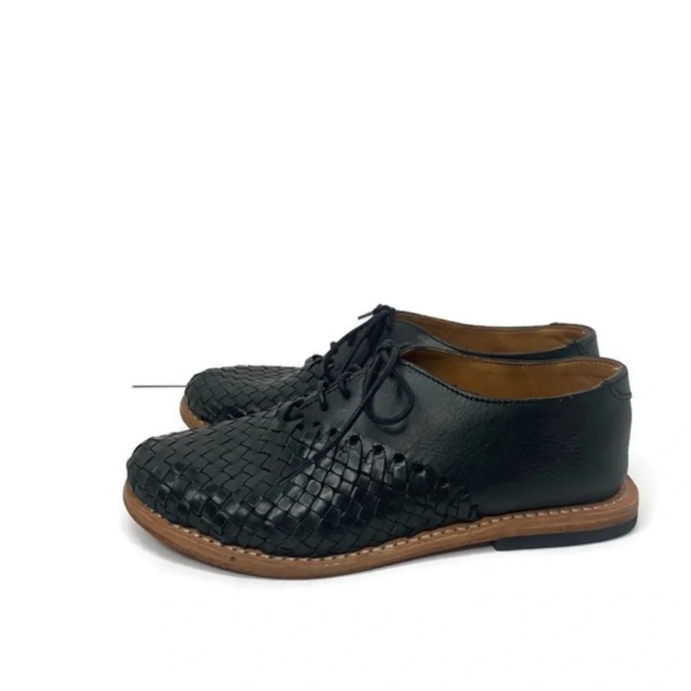 Will Leather Goods Black Woven Oxfords ANTHROPOLOGIE Shoes Sz 6.5